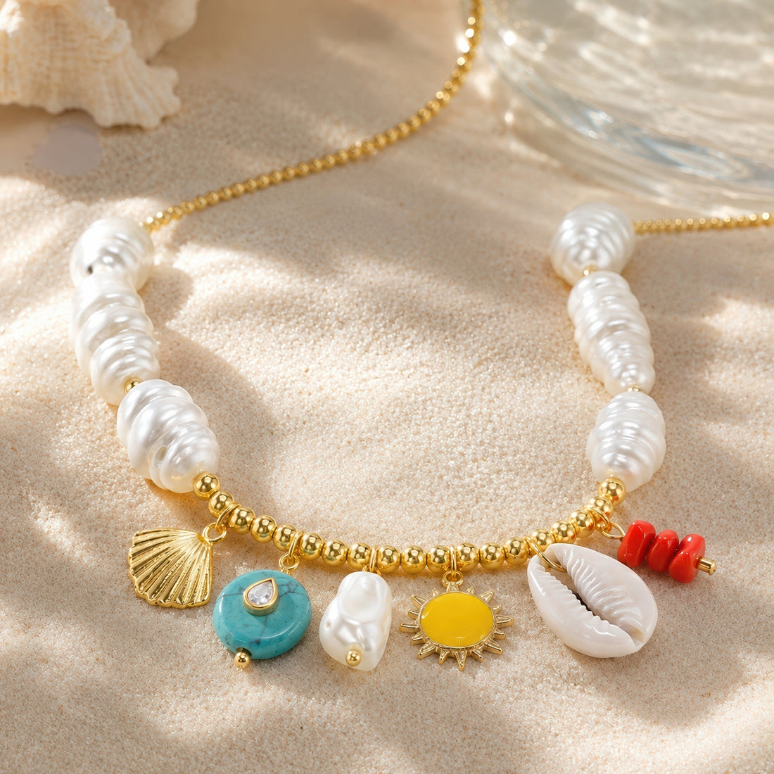PRAO Necklace Anti-Tarnish Baroque Pearl Seashell