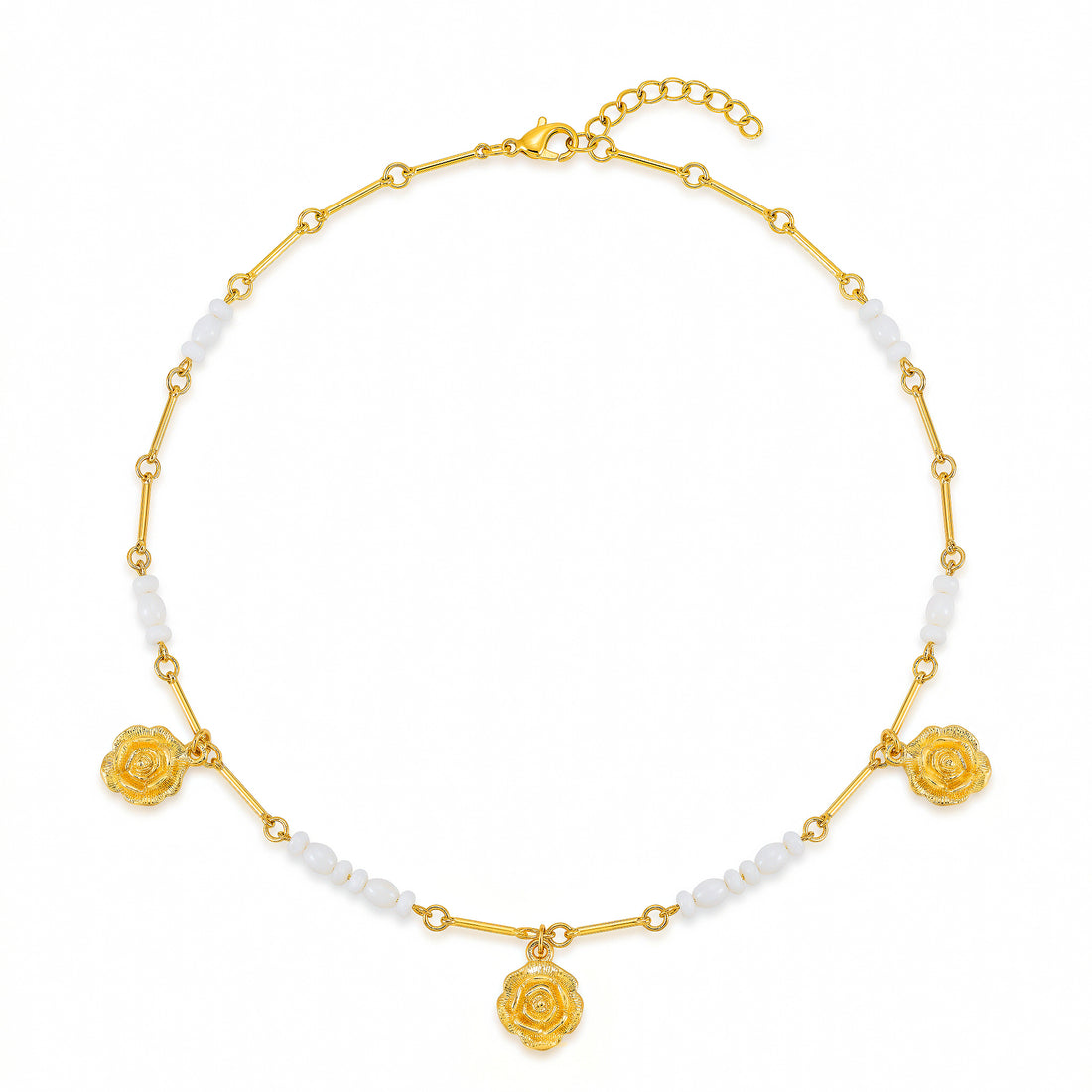 PRAO Necklace Anti-Tarnish Rose Flower Charm