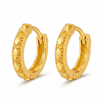 PRAO Earrings Anti-Tarnish Gold Plated Textured Huggies