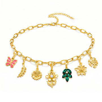 PRAO Necklace Anti-Tarnish Nature Charms