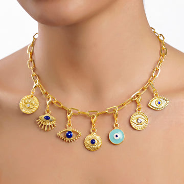 PRAO Necklace Anti-Tarnish Evil Eye Charms