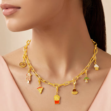 PRAO Necklace Anti-Tarnish Gold Plated Yummy Bites Charms
