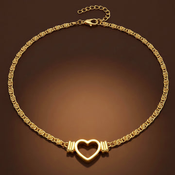 PRAO Necklace Anti-Tarnish Gold Plated Open Heart
