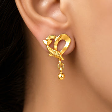 PRAO Earrings Anti-Tarnish Dolphin Heart
