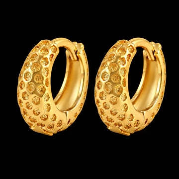 PRAO Earrings Anti-Tarnish Chunky Hammered Hoops
