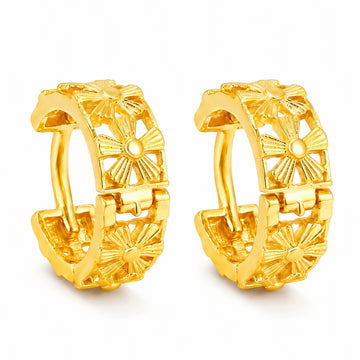 PRAO Earrings Anti-Tarnish Textured Floral Hoops