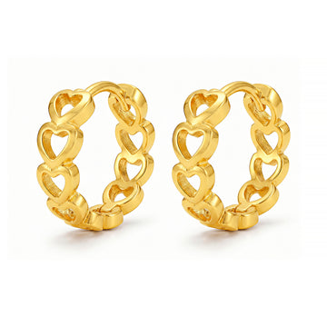 PRAO Earrings Anti-Tarnish Interlocking Heart Hoops