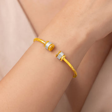 PRAO Bracelet Anti-Tarnish Hammered Open Cuff (Adjustable Size)