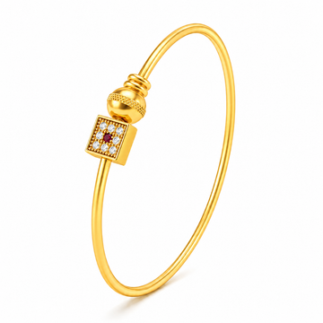 PRAO Bracelet Anti-Tarnish Square Crystal Bangle (Adjustable Size)