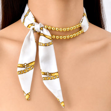 PRAO Necklace Cum Bracelet Anti-Tarnish Bead Silk Scarf