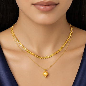 PRAO Necklace Anti-Tarnish Layered Heart Ball
