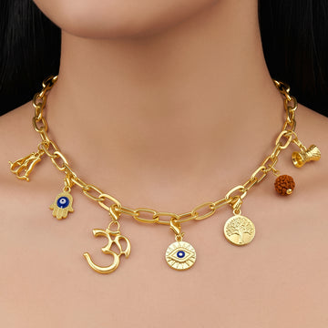 PRAO Necklace Anti-Tarnish Gold Plated Divine Charms
