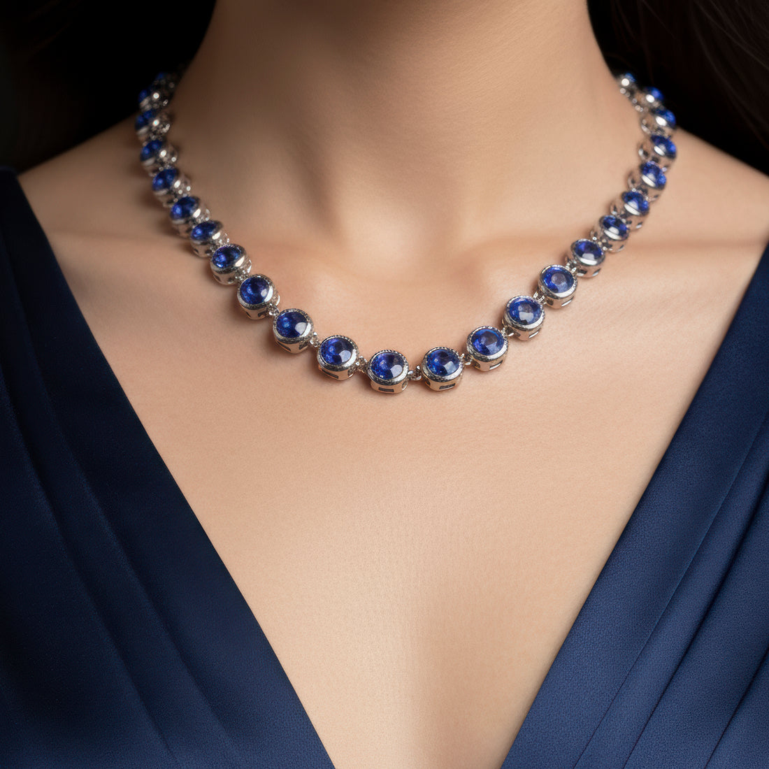 PRAO Anti-Tarnish AD Necklace Set With Earrings