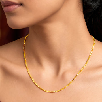 PRAO Necklace Anti-Tarnish Gold Plated Flat Link Chain