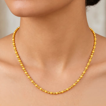 PRAO Necklace Anti-Tarnish Gold Plated Textured Ball Chain