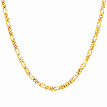 PRAO Necklace Anti-Tarnish Gold Plated Figaro Link Chain