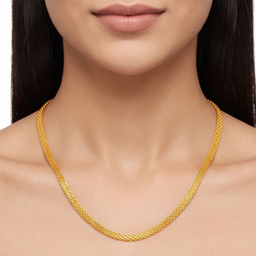 PRAO Necklace Anti-Tarnish Gold Plated Textured Cable Link Chain