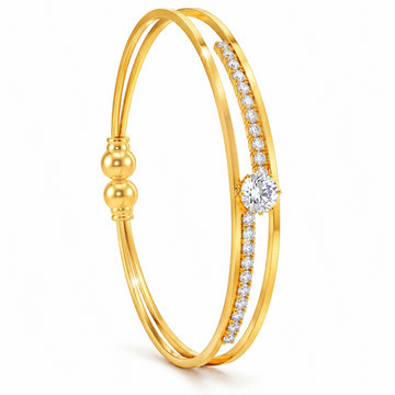 PRAO Bracelet Anti-Tarnish Double Band Crystal Cuff (Adjustable Size)