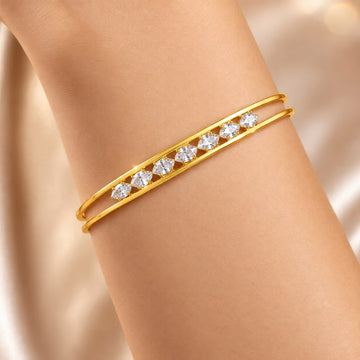 PRAO Bracelet Anti-Tarnish Oval Crystal Cuff (Adjustable Size)