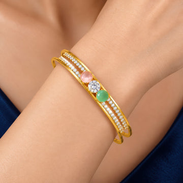 PRAO Bracelet Anti-Tarnish Multicolor Crystal Cuff (Adjustable Size)