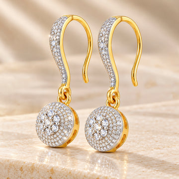 PRAO Earrings Anti-Tarnish Round Crystal Drop