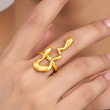 PRAO Ring Anti-Tarnish Wavy Open Band (Adjustable Size)