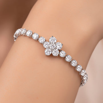 PRAO Bracelet Anti-Tarnish Floral Tennis (Adjustable Size)