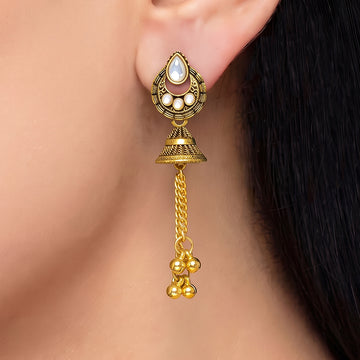 PRAO Earrings Anti-Tarnish Iridescent Jhumka Ghungroo