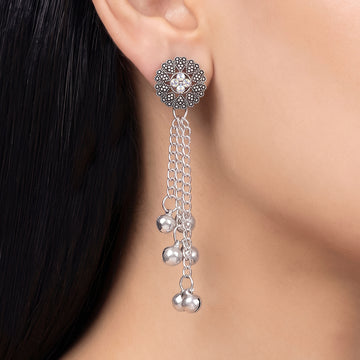 PRAO Earrings Anti-Tarnish Floral Ghungroo