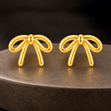 PRAO Earrings Anti-Tarnish Gold Plated Bow Stud