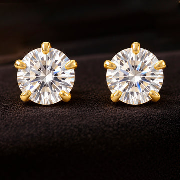 PRAO Earrings Anti-Tarnish Round Clear Crystal Stud