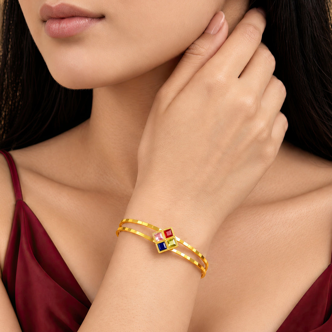 PRAO Bracelet Anti-Tarnish Diamond Grid Charm (Adjustable Size)
