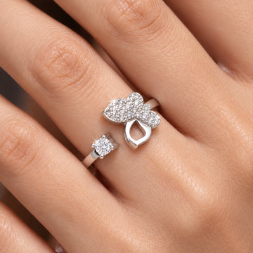 PRAO Ring Anti-Tarnish Solitaire Floral Crystal (Adjustable Size)