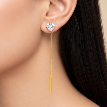 PRAO Earrings Anti-Tarnish Heart Crystal Threader