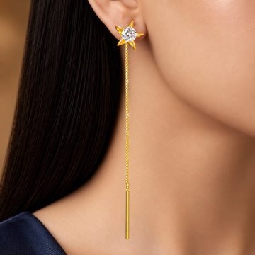 PRAO Earrings Anti-Tarnish Star Crystal Threader
