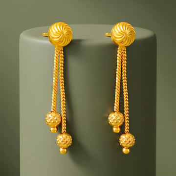 PRAO Earrings Anti-Tarnish Spiral Ball Chain Dangle