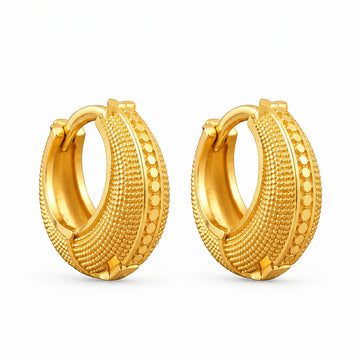 PRAO Earrings Anti-Tarnish Gold Plated Textured Huggies