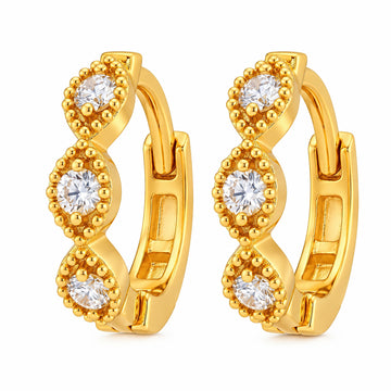 PRAO Earrings Anti-Tarnish Scalloped Crystal Hoop