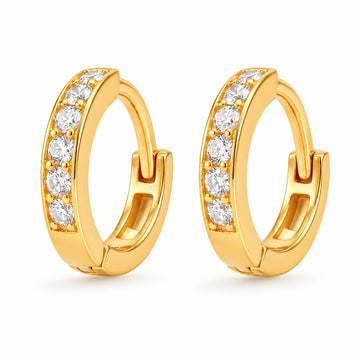 PRAO Earrings Anti-Tarnish Single Row Crystal Hoop