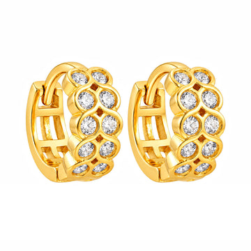 PRAO Earrings Anti-Tarnish Double Row Crystal Hoop