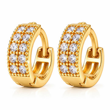 PRAO Earrings Anti-Tarnish Double Row Crystal Hoop