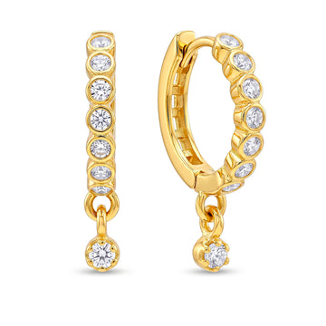 PRAO Earrings Anti-Tarnish Crystal Hoop Dangle