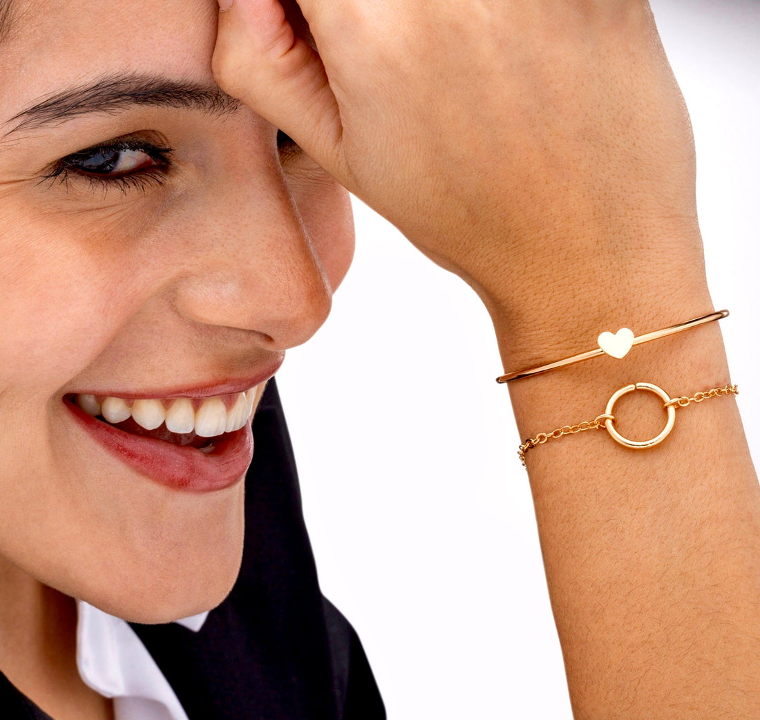 Anti-Tarnish Multi-Layer Gold Heart Bangle Bracelet By PRAO