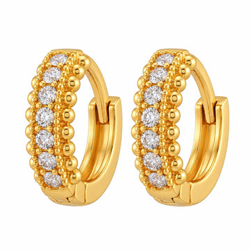 PRAO Earrings Anti-Tarnish Slim Crystal Hoop