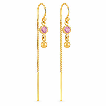 PRAO Earrings Anti-Tarnish Pink Crystal Threader