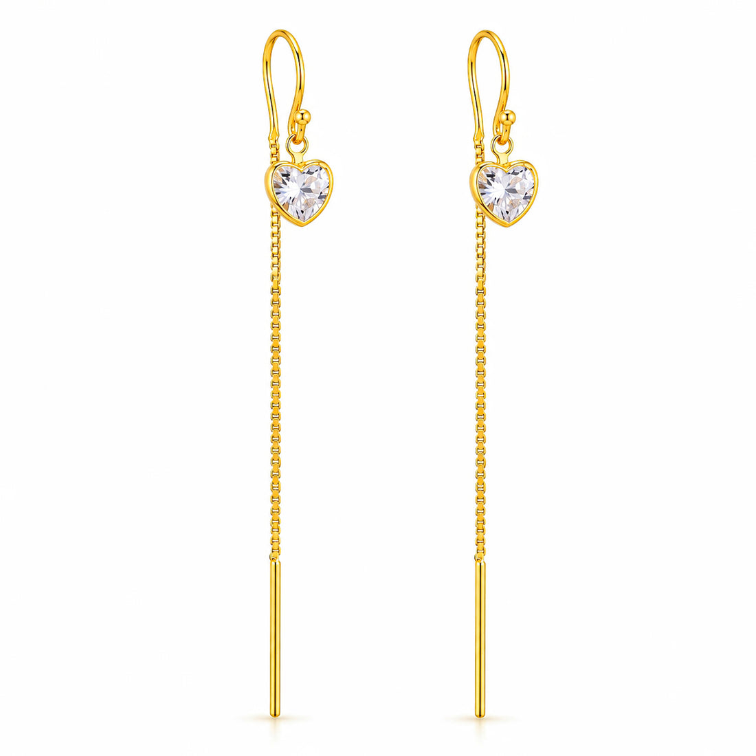 PRAO Earrings Anti-Tarnish Heart Crystal Threader