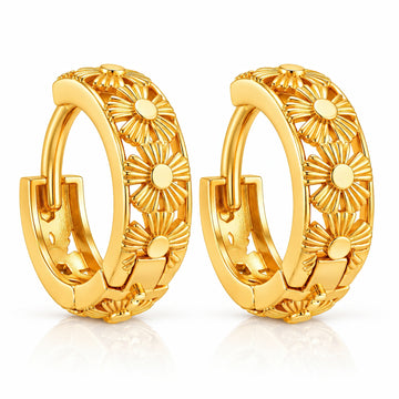 PRAO Earrings Anti-Tarnish Floral Filigree Hoop