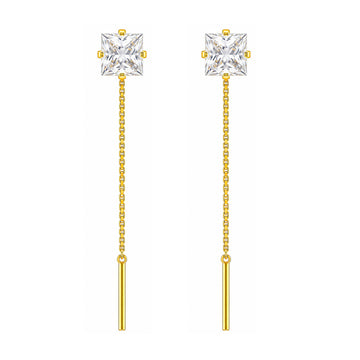 PRAO Earrings Anti-Tarnish Crystal Stud Threader