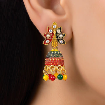 PRAO Earrings Anti-Tarnish Multicolor Enamel Jhumka