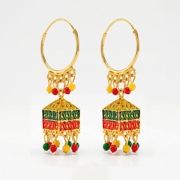 PRAO Earrings Anti-Tarnish Multicolor Hoop Jhumka